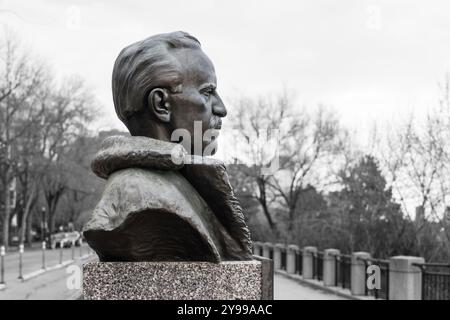 Edmonton, Kanada, 2. Mai 2024: Eine Büste von Abraham Christall (1868–1944) zitiert von Danek Mozdzenski Stockfoto