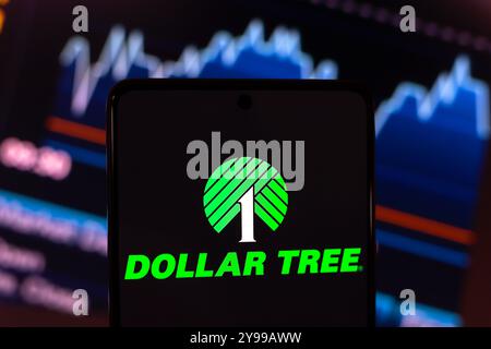 September 2024, Paraguay. In dieser Abbildung wird das Dollar Tree, Inc.-Logo auf einem Smartphone-Bildschirm angezeigt Stockfoto