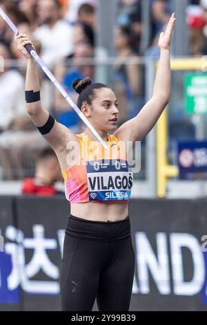 Das Schlesische Stadion In Chorzow, Polen. August 2024. Diamond League Athletics Meeting: Adriana Vilagos Damen Speer Credit: Action Plus Sports/Alamy Live News Stockfoto