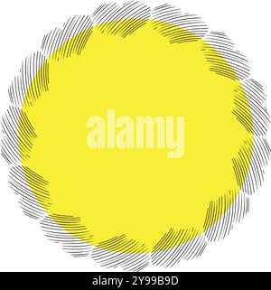 Gelber Kreisrahmen aus schwarzen Kritzelherzen Stock Vektor
