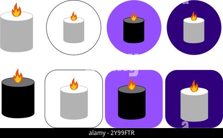 Kerzensymbol im Cartoon-Design. Schwarzes Kerzensymbol. Kerzenlogo. Vektorabbildung Stock Vektor