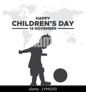 Happy Childrens Day, 14 November, Grußkarte, Stock Illustration, Vektorgrafik Childrens Day, Happy Childrens Day editierbare Vorlage. Stock Vektor