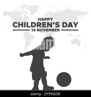 Happy Childrens Day, 14 November, Grußkarte, Stock Illustration, Vektorgrafik Childrens Day, Happy Childrens Day editierbare Vorlage. Stock Vektor