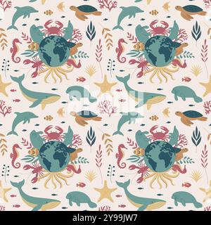 Dieses Bild ist ein nahtloses Vektor-Flatart-Muster. Stock Vektor