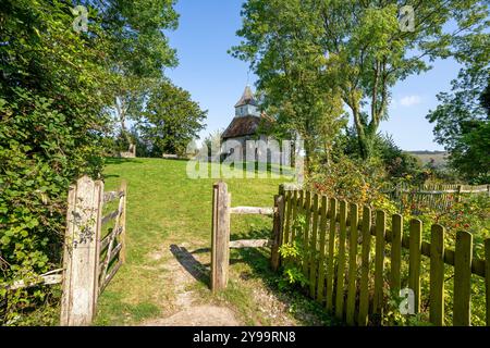 Lullington Church, auch bekannt als Church of the Good Shepherd, in den South Downs bei Lullington in East Sussex Stockfoto