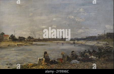 Eugène Boudin (1824-1898). Französischer Maler. Wäschereien, 1895. Öl auf Leinwand, 58 x 36,5 cm. Galerie für moderne Kunst. Mailand. Italien. Stockfoto