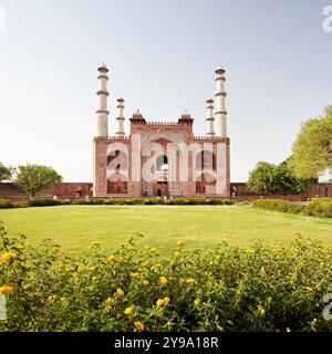 Akbars Grabmal, Sikandra, Uttar Pradesh, Agra, Indien Stockfoto