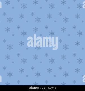 Nahtlos wiederholtes Muster blauer Schneeflocken. Stock Vektor