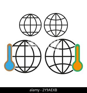 Globus-Symbol. Temperatursymbol. Klimakonzept. Vektorabbildung. Stock Vektor