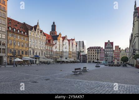 Der Marktplatz in Breslau ist ein mittelalterlicher Marktplatz in Breslau Stockfoto