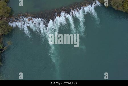 Luftaufnahme des Wasserfalls von Manavgat von Drone, Antalya, Türkei, Asien Stockfoto