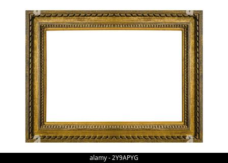 Geschnitzter Holzrahmen dekoratives braunes Holz isoliert leeres Gerüst florales Rechteck Stockfoto