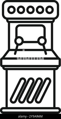 Einfache Linienzeichnung einer Retro-Arcade-Spielmaschine, die an das goldene Zeitalter der Videospiele erinnert Stock Vektor