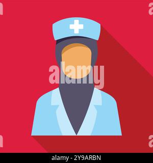 Illustration einer muslimischen Krankenschwester, die einen Hijab und ein Uniform-Top trägt und Gesundheitsfachkräfte aus unterschiedlichen Hintergründen repräsentiert Stock Vektor