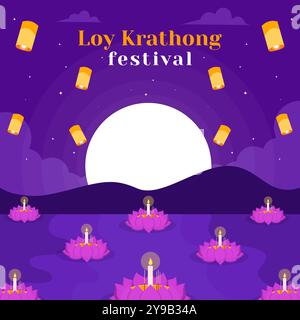 Das loy krathong Festival feiert das Illustrationsdesign Stock Vektor