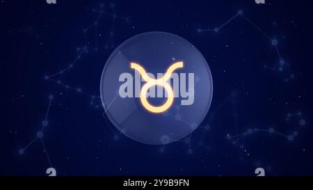 Stier-Sternzeichen mit Sternbild-Hintergrund Stockfoto