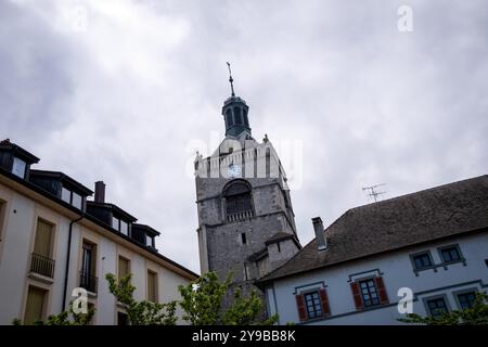 Eglise Notre-Dame de l Assomption in Evian les Bains in den Alpen im Departement Haute-Savoie in der Region Auvergne-Rhone-Alpes in Frankreich am 19. Mai Stockfoto