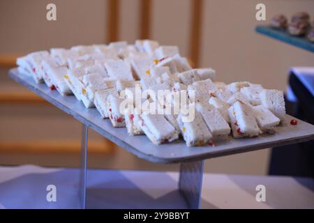 Quadratische Finger-Sandwichplatten bei einer Veranstaltung Stockfoto