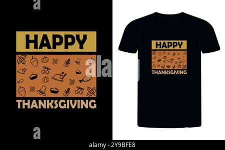 Happy Thanksgiving Typografie T-Shirt Design, Familie passendes Hemd, bereit zum Drucken für Kleidung, Poster, Illustration. Modern, schlicht, Schriftzug. Stock Vektor
