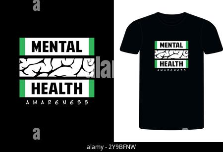 Brechen Sie das Stigma T-Shirt Design, mentale Gesundheit Bewusstsein Grün Band T-Shirt Design, geistige Gesundheit Sublimation T-Shirt Design Vektor Illustration. Stock Vektor