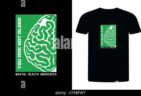 Brechen Sie das Stigma T-Shirt Design, mentale Gesundheit Bewusstsein Grün Band T-Shirt Design, geistige Gesundheit Sublimation T-Shirt Design Vektor Illustration. Stock Vektor