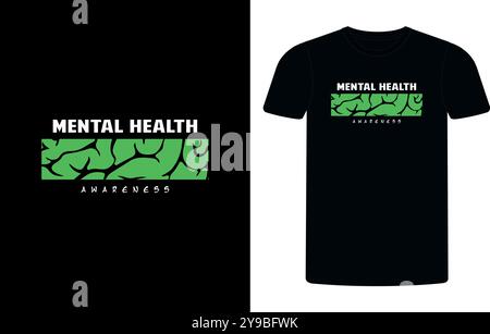 Brechen Sie das Stigma T-Shirt Design, mentale Gesundheit Bewusstsein Grün Band T-Shirt Design, geistige Gesundheit Sublimation T-Shirt Design Vektor Illustration. Stock Vektor