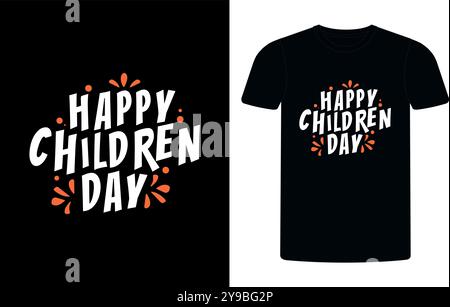 Happy Children Day T-Shirt Design Vorlage. Niedliches Vektortypografie-T-Shirt. Stock Vektor