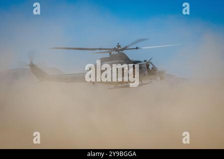 Ein Gift, das dem 1. Bataillon, 2. Marine-Regiment, 2. Marine-Division, angefügt ist, landet während einer Marine Air-Ground Task Force Di im Trainingsgebiet Stockfoto