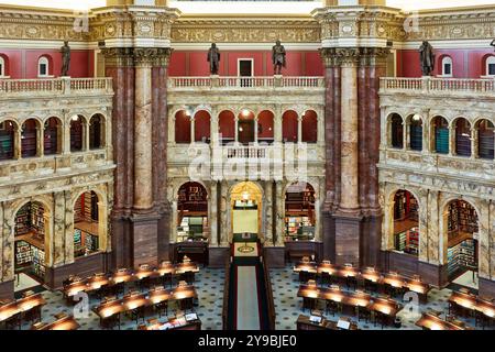 Das prächtige Innere des historischen Hauptsaals in der Library of Congress in Washington, D.C. Stockfoto