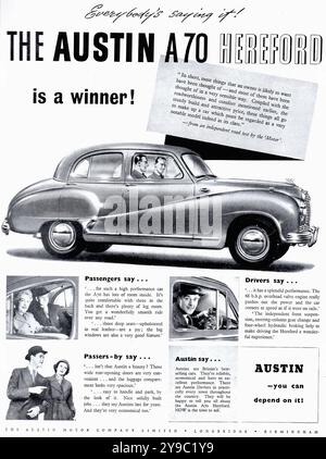 Austin A70 Hereford (1952) - Werbung für Oldtimerwagen Stockfoto