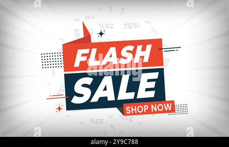 Werbebanner für Sonderverkäufe, Verkaufsdesign-Vorlage, mit Burst-Effekt, Formen und abstraktem Hintergrund, für Marketingaktionen, Shop, Online-Shop oder Website Stock Vektor