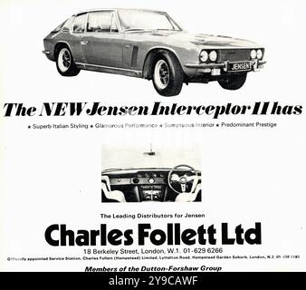 Jensen Interceptor II (1969) - Werbung für Oldtimerwagen Stockfoto