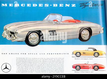 Mercedes-Benz 300SL Roadster (1957-63) - Werbung für Vintage-Pressesysteme Stockfoto