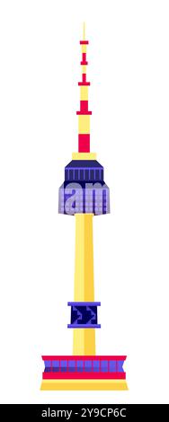 Seoul TV Tower – modernes, flaches Design mit Einzelbild Stock Vektor