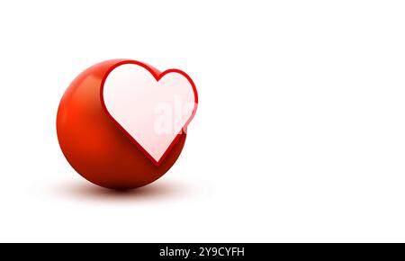 3D Herzball-Schild Emoticon Icon Design for Social Network. Modernes Emoji. Vektordarstellung Stock Vektor