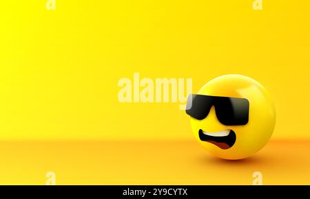 Gesicht mit Sonnenbrille Emoji - Emoticon mit dunkler Sonnenbrille. Wie ein Boss. Vektordarstellung Stock Vektor