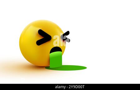 3D-erbrechendes Emoticon, isoliert auf weißem Hintergrund. Vektorabbildung Stock Vektor
