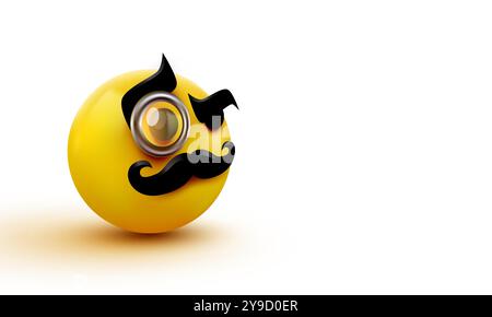 Gentleman Emoticon. Sir Ikone mit Schnurrbart und Monokel. Vektordarstellung Stock Vektor