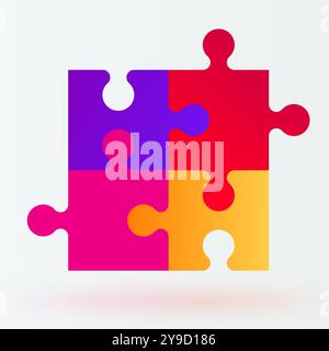 Vierteiliges Puzzle. Lösungskonzept. Modernes Design. Vektordarstellung Stock Vektor
