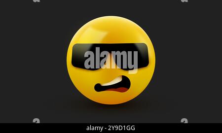 Gesicht mit Sonnenbrille Emoji - Emoticon mit dunkler Sonnenbrille. Wie ein Boss. Vektordarstellung Stock Vektor