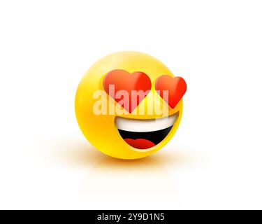 Liebe Emoticon Symbol, Liebe Herz in Augen. Vektor Emoticon Emoji flaches Herz im Augensymbol. Vektordarstellung Stock Vektor