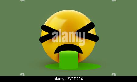 Erbrechen Emoticon auf weißem Hintergrund isoliert. Vektordarstellung Stock Vektor