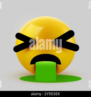 Erbrechen Emoticon auf weißem Hintergrund isoliert. Vektordarstellung Stock Vektor