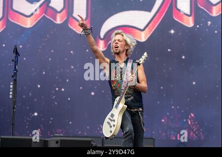 June 29, 2024: Ben Wells performs with Black Stone Cherry at the Hellfest Open Air festival in Clisson, France Stock Photo