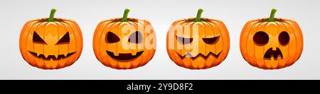 Satz von Halloween Kürbisse, lustige Gesichter. Herbstferien. Vector Illustration Stock Vektor
