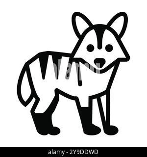 Dieses Kunstwerk zeigt eine stilisierte Tierfigur in einem minimalistischen Schwarz-weiß-Design, perfekt für verspielte Themen und moderne Ästhetik. Stock Vektor