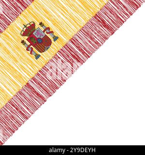 Spanien Nationalfeiertag 12. Oktober. Scribble Stil Spanien Flagge Vektor Hintergrund. Poster, Karte, Banner. Kopierbereich. Stock Vektor