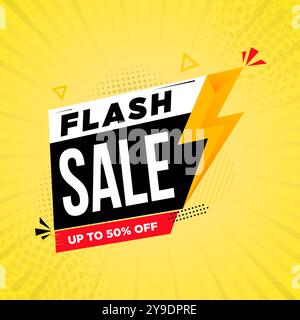 Flash Sale Banner Design-Vorlage, Sale Offer Web Banner, mit abstraktem Burst Hintergrund, Flash Sale Post Design für Marketing-Werbung oder Website Stock Vektor