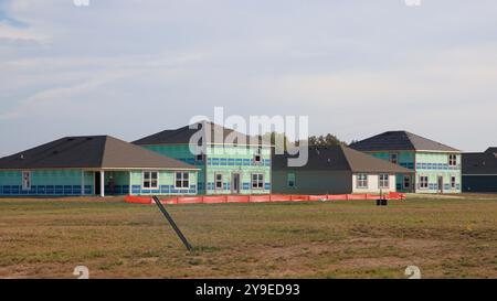 Ein Bauboom führt zu Neubauten in den Vororten im mittleren westen. Greenfield, Indiana. Stockfoto