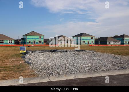 Ein Bauboom führt zu Neubauten in den Vororten im mittleren westen. Greenfield, Indiana. Stockfoto